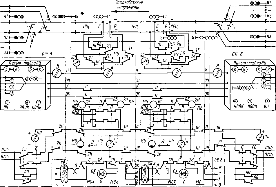 Схема однопхтной автоблокировки постоянною тока