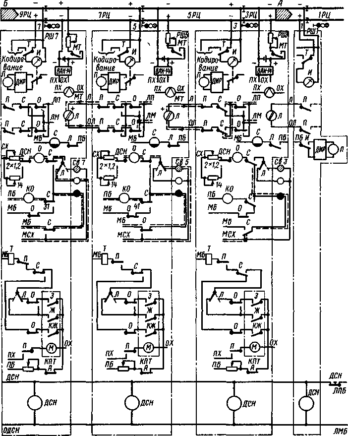 Схема двухпутной односторонней автоблокировки постоянного тока для нечетного пути