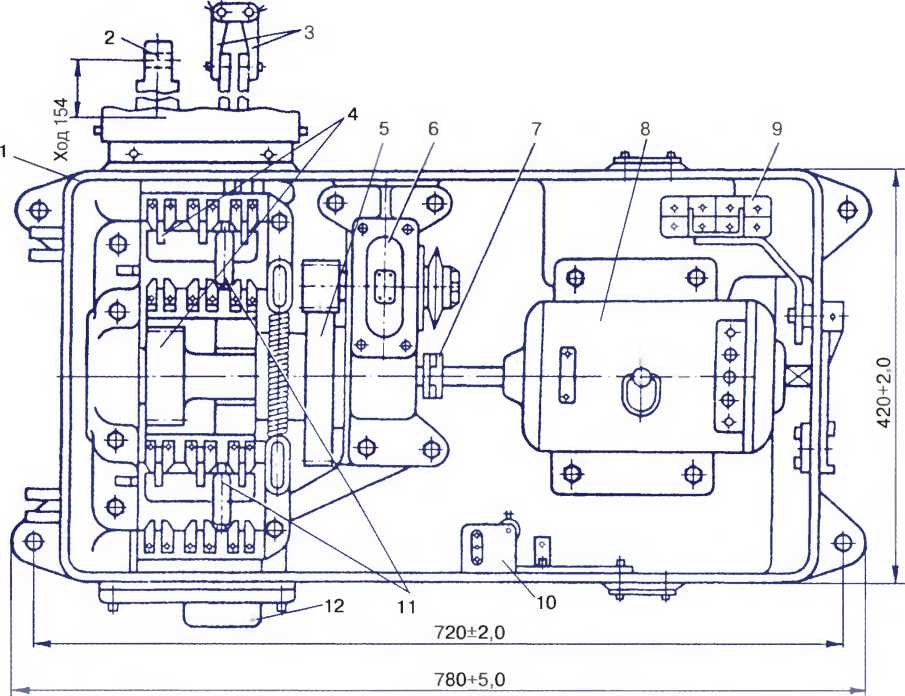 Электропривод стрелочный типа СН-6 (вид сверху)