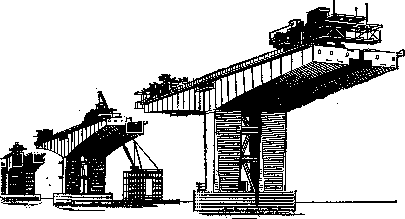 Навесной монтаж железобетонного моста