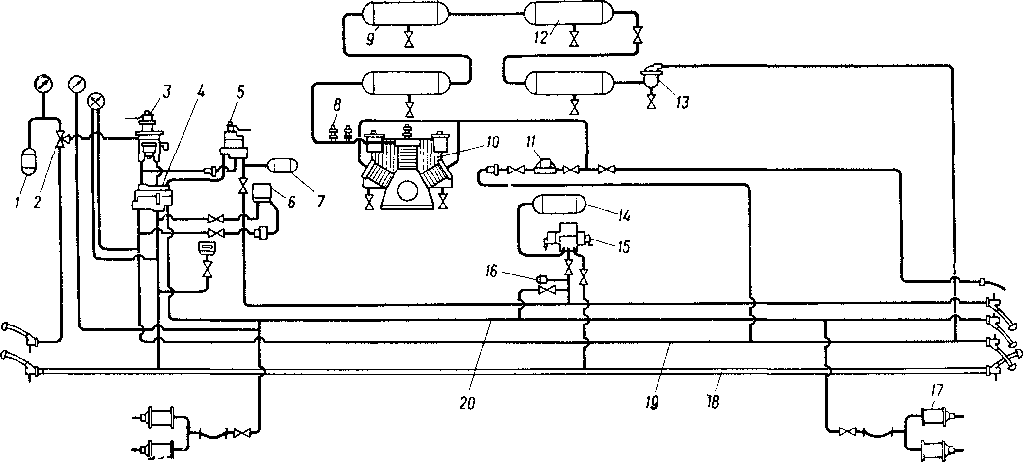 Схема тормозного оборудования тепловоза ТЭ3