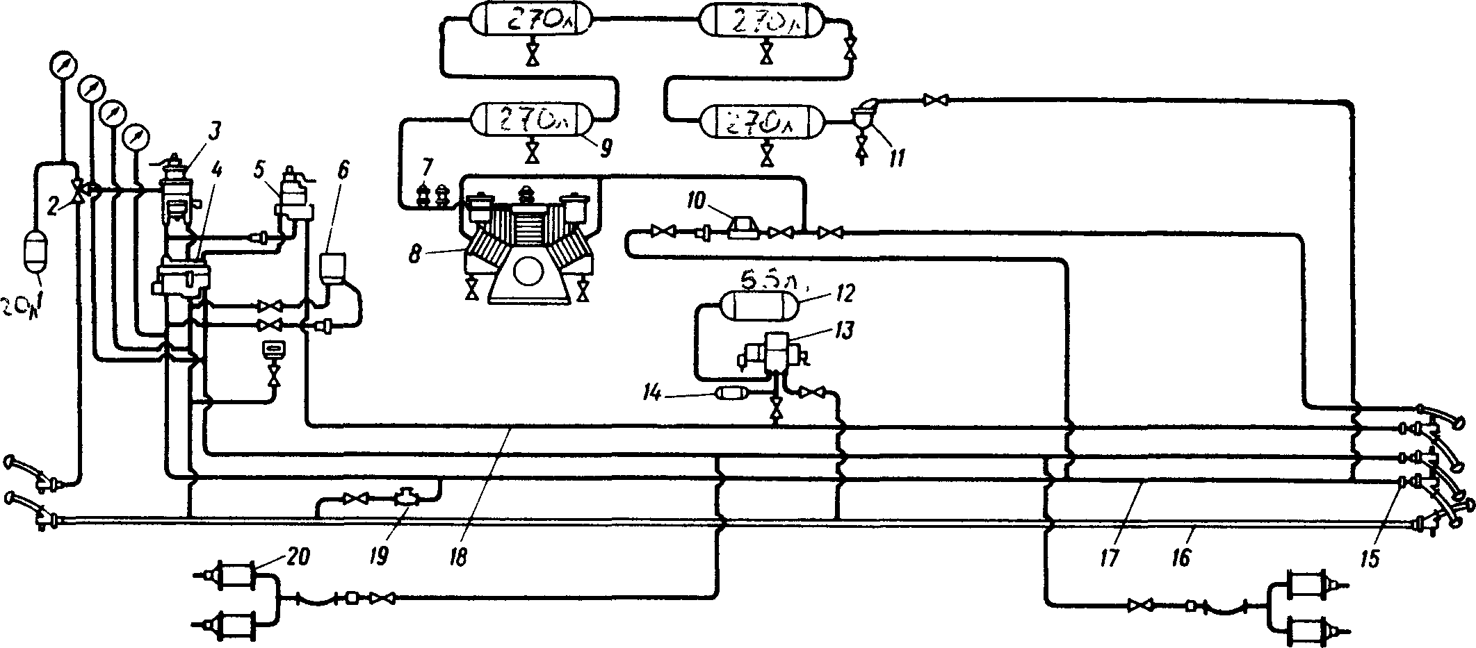 Схема тормозного оборудования тепловоза 2ТЭ10Л