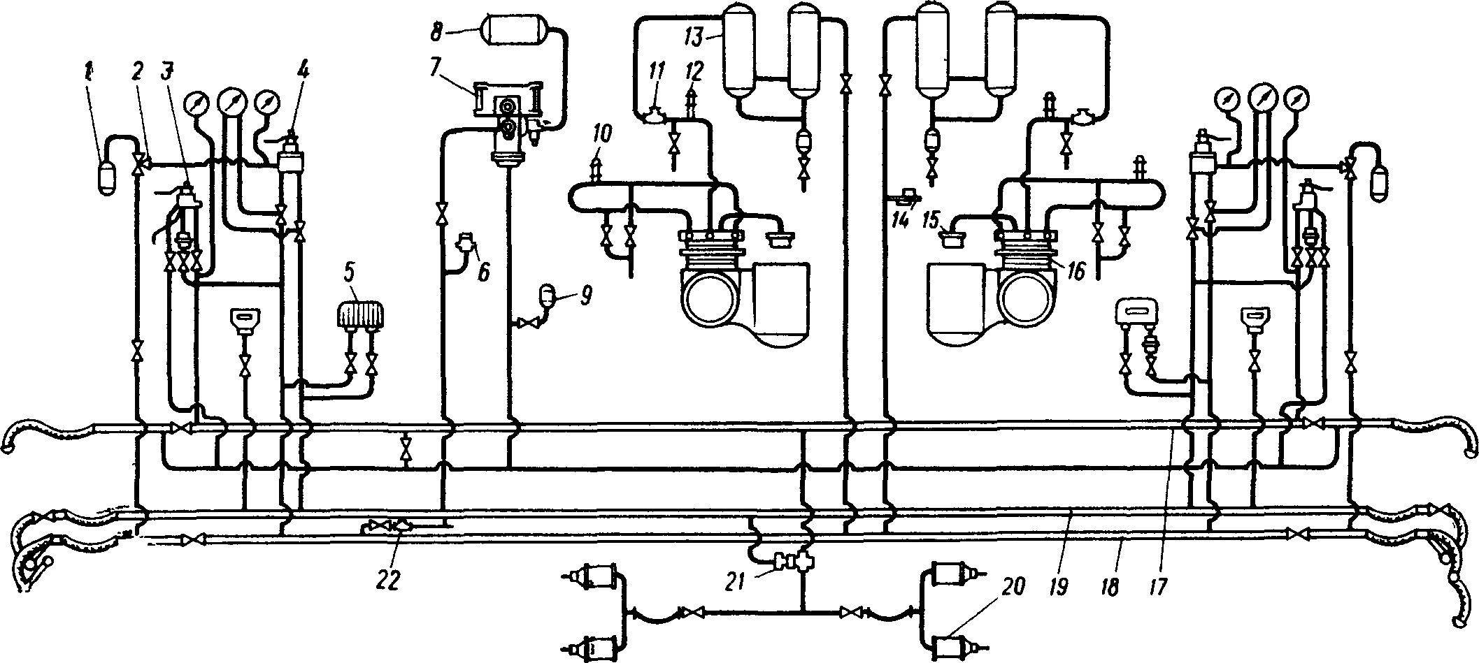 Схема тормозного оборудования электровоза ВЛ22М