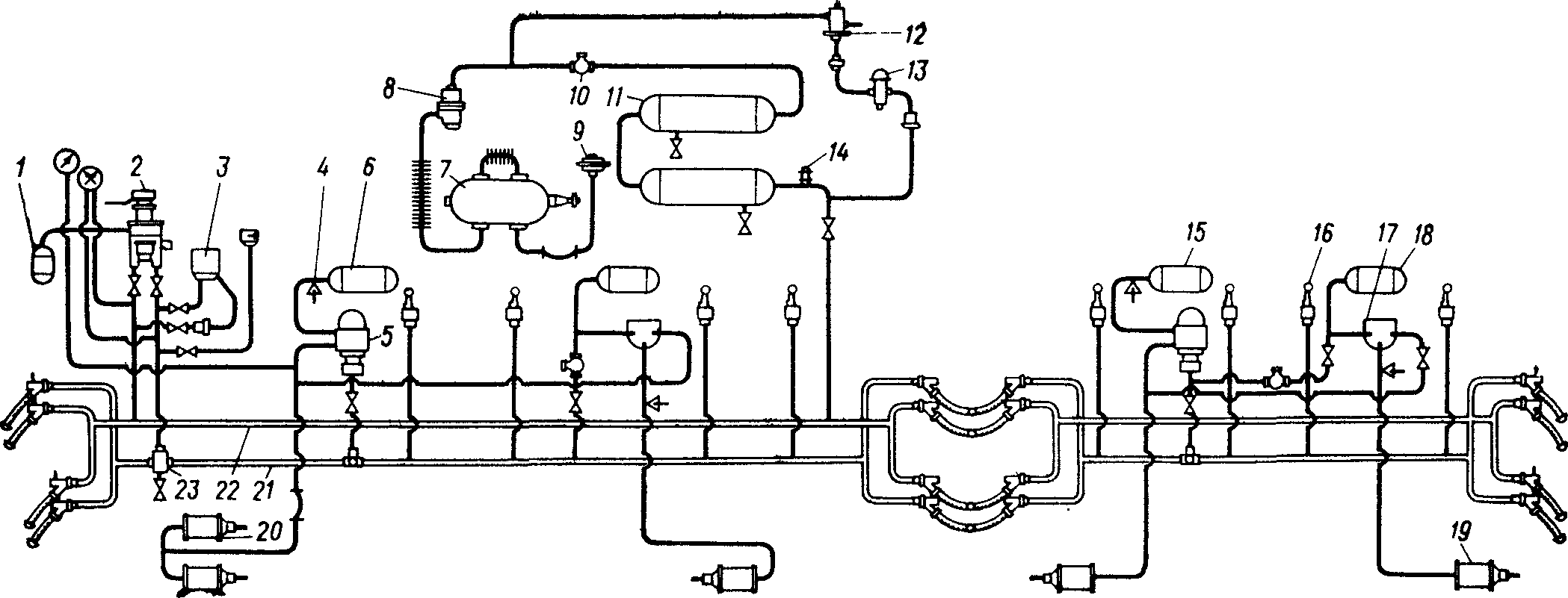 Схема тормозного оборудования дизель-поезда Д