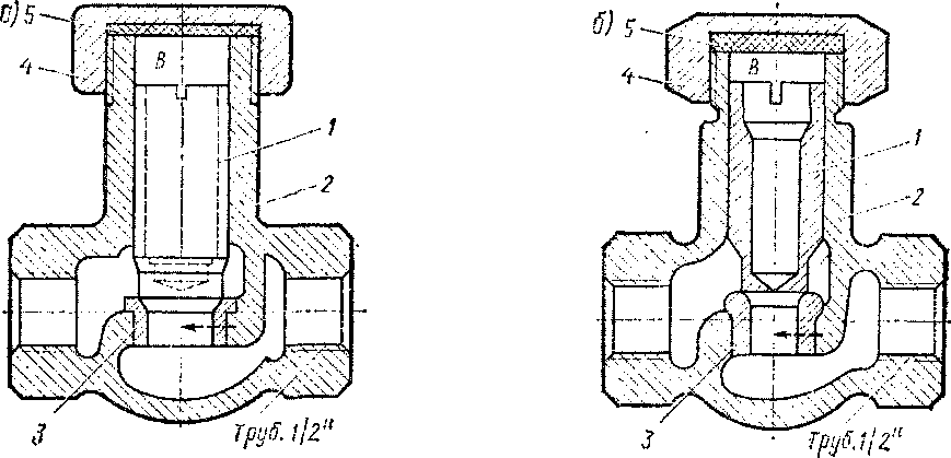 Обратные клапаны Э-155 (о) и Э-175 (б)