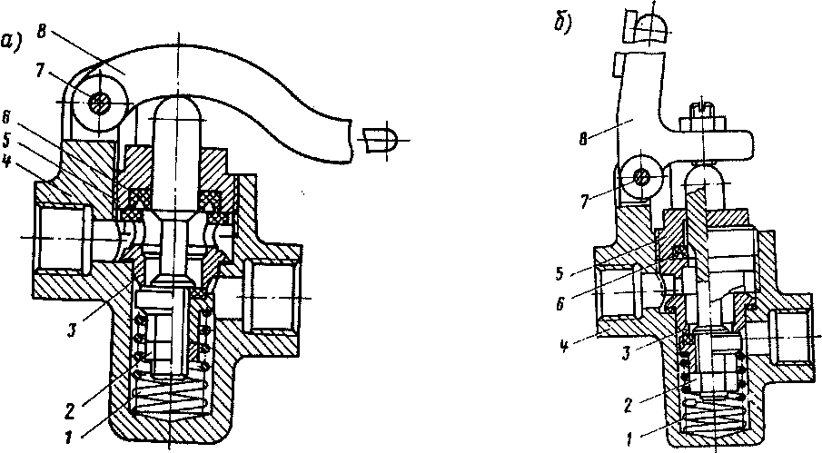 Клапаны КП-51 (а) и КС-52 (б)