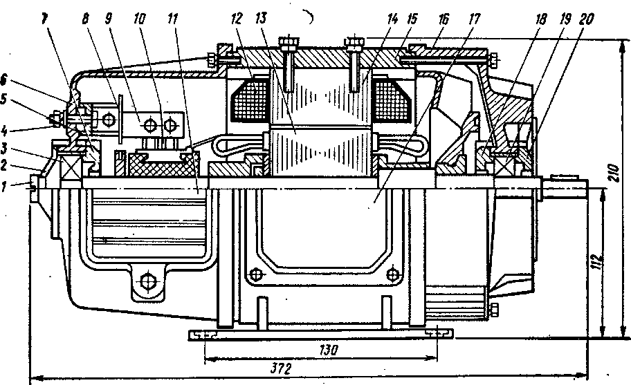 Продольный разрез электродвигателя П-11М