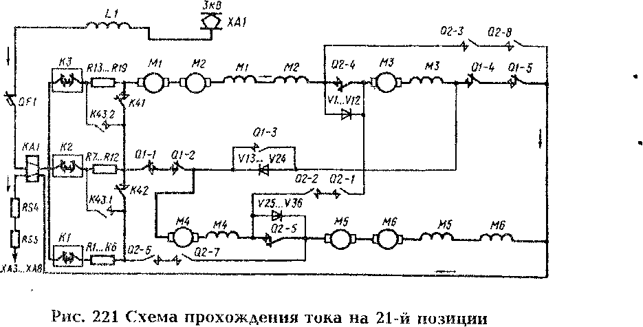 Схема прохождения тока на позиции х2