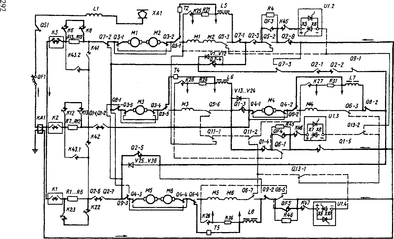 Принципиальная схема силовой цепи трамвайного вагона КТМ 605. Аварийные режимы схема. Силовая цепь. Схема силовой цепи цеха.