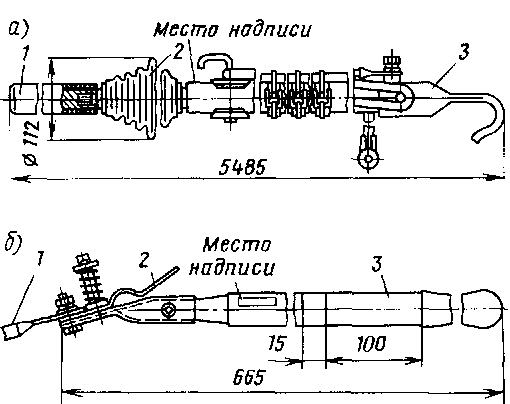 Заземляющие штанги ШЗ-27 (а) и ШЗ-60 (б)