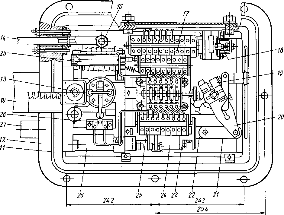 Корпус выключателя ВОВ-25-4М (вид снизу)