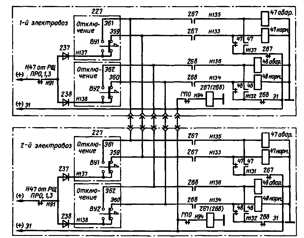 Схема цепей управления переключателями вентилей