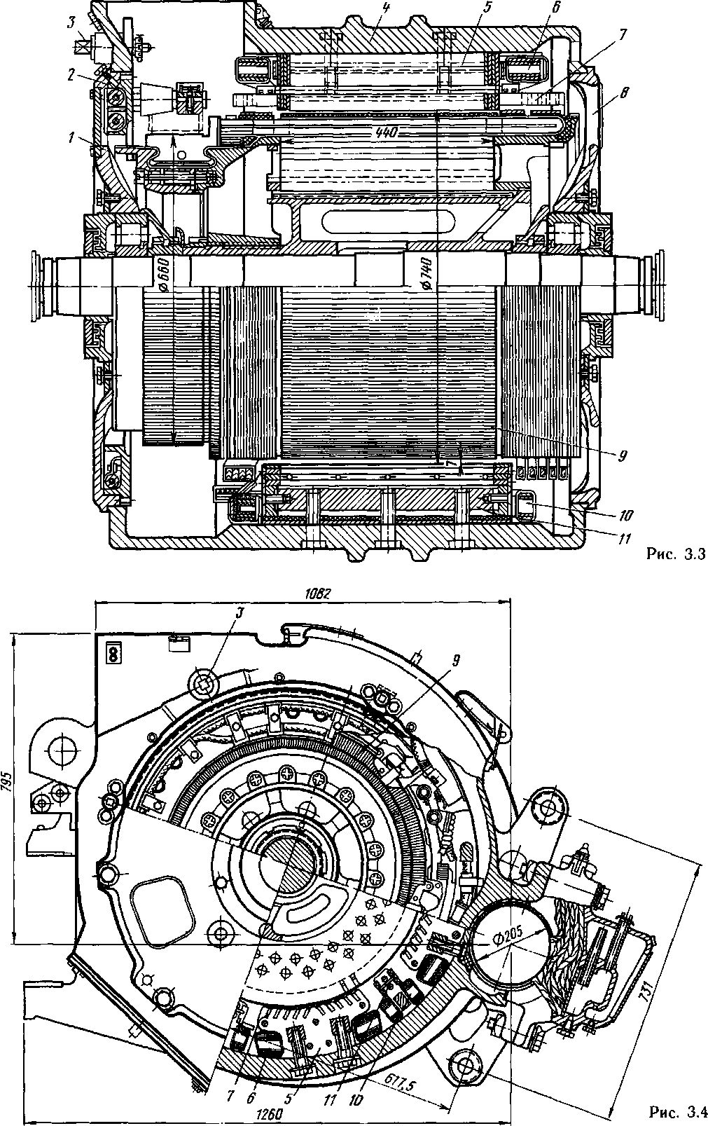 Продольный разрез тягового двигателя НБ-412К