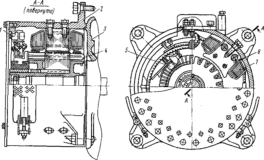 Продольный и поперечный разрезы генератора управления ДК-405К