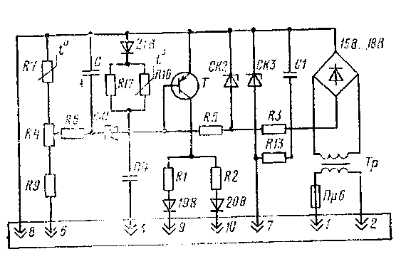 Электрическая принципиальная схема регулятора напряжения РН-43