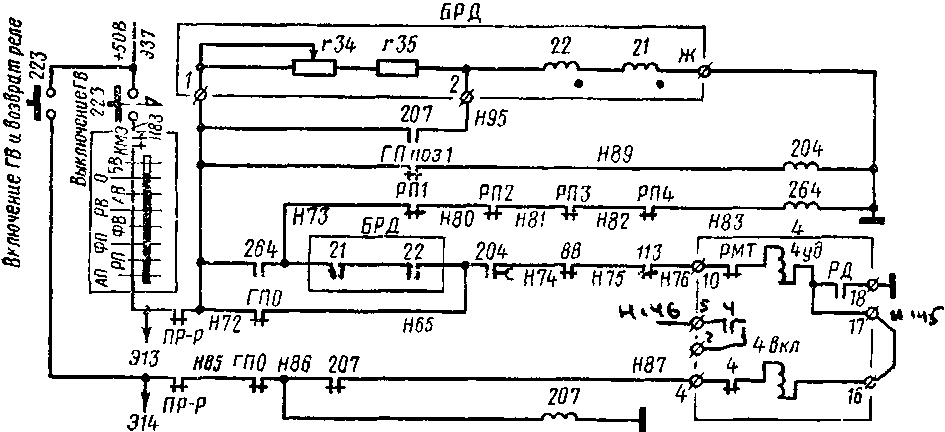 Схема цепей управления главным выключателем