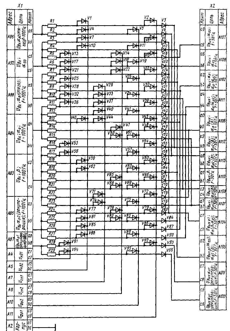 Электрическая схема блока диодных коммутаторов БДК-182