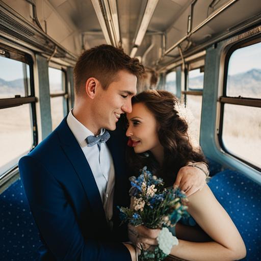 Красивая пара в поезде
